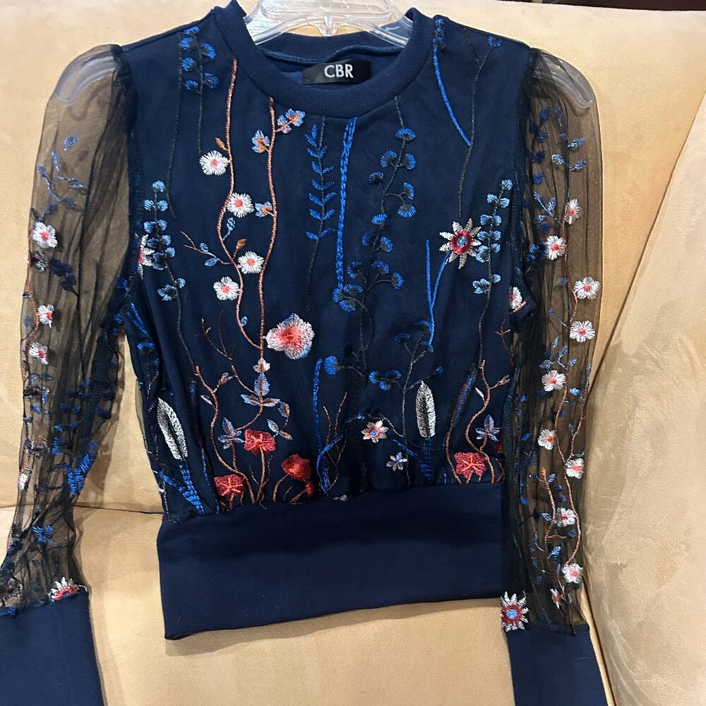 CBR Women's Floural Blouse Sheer Sleeves